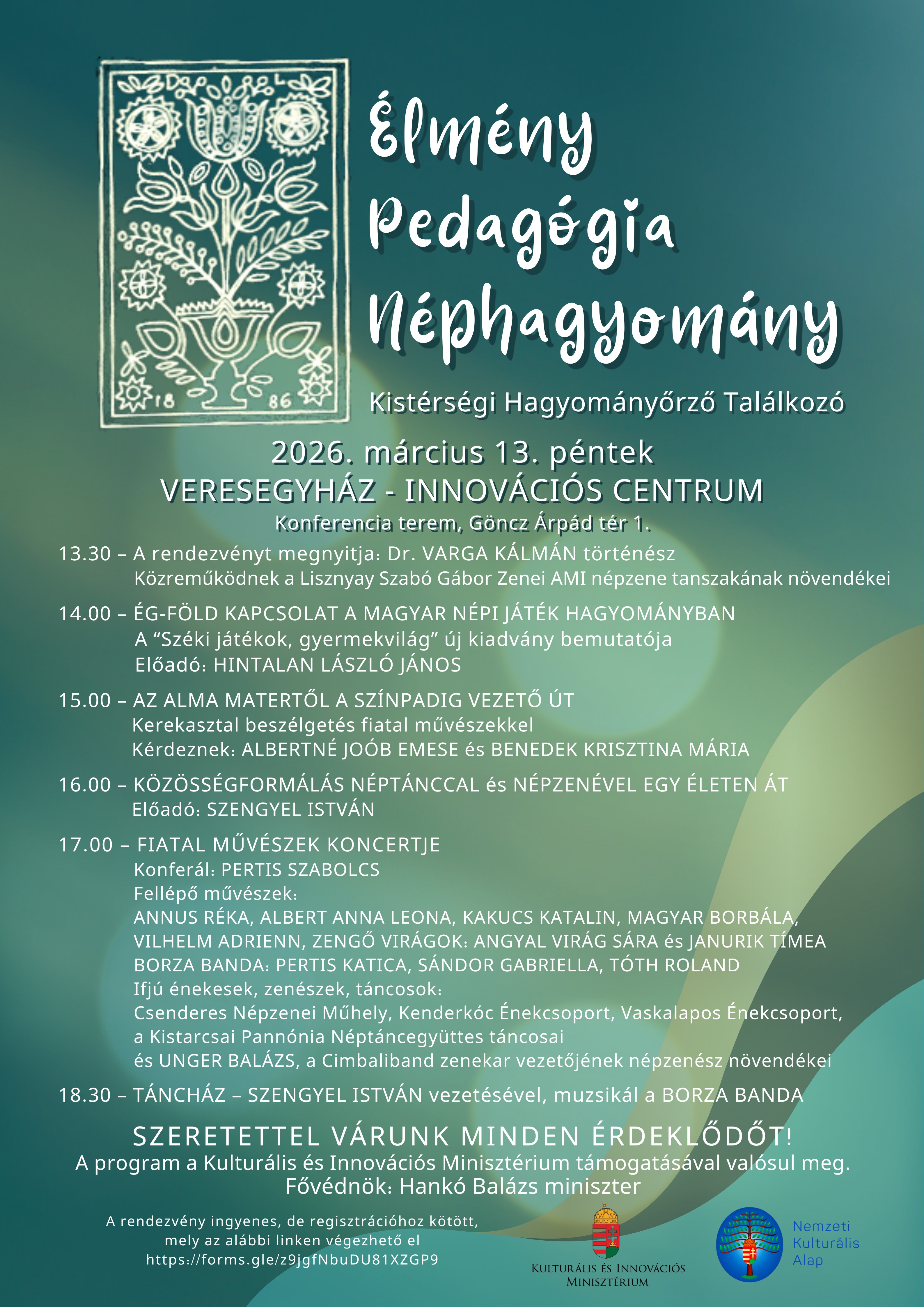 Élmény, pedagógia, néphagyomány plakát