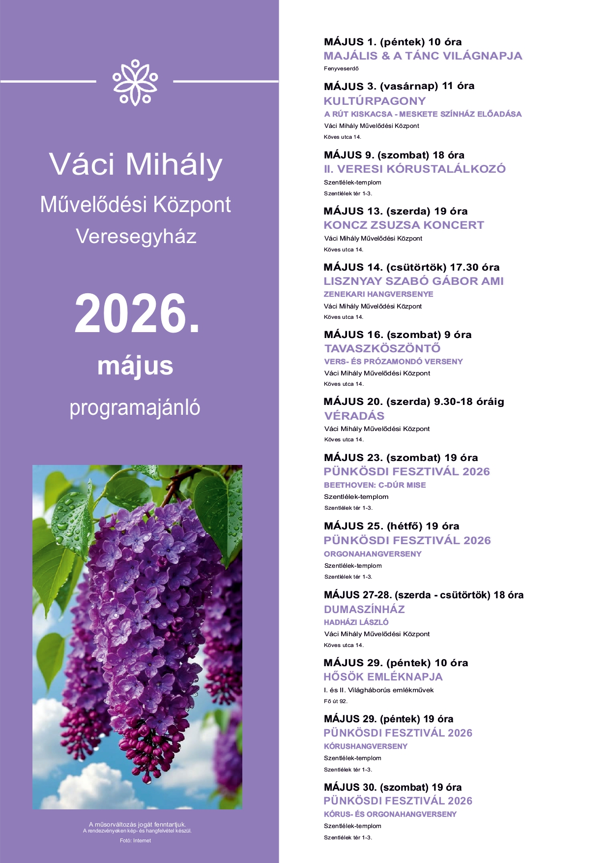 Májusi programajánló