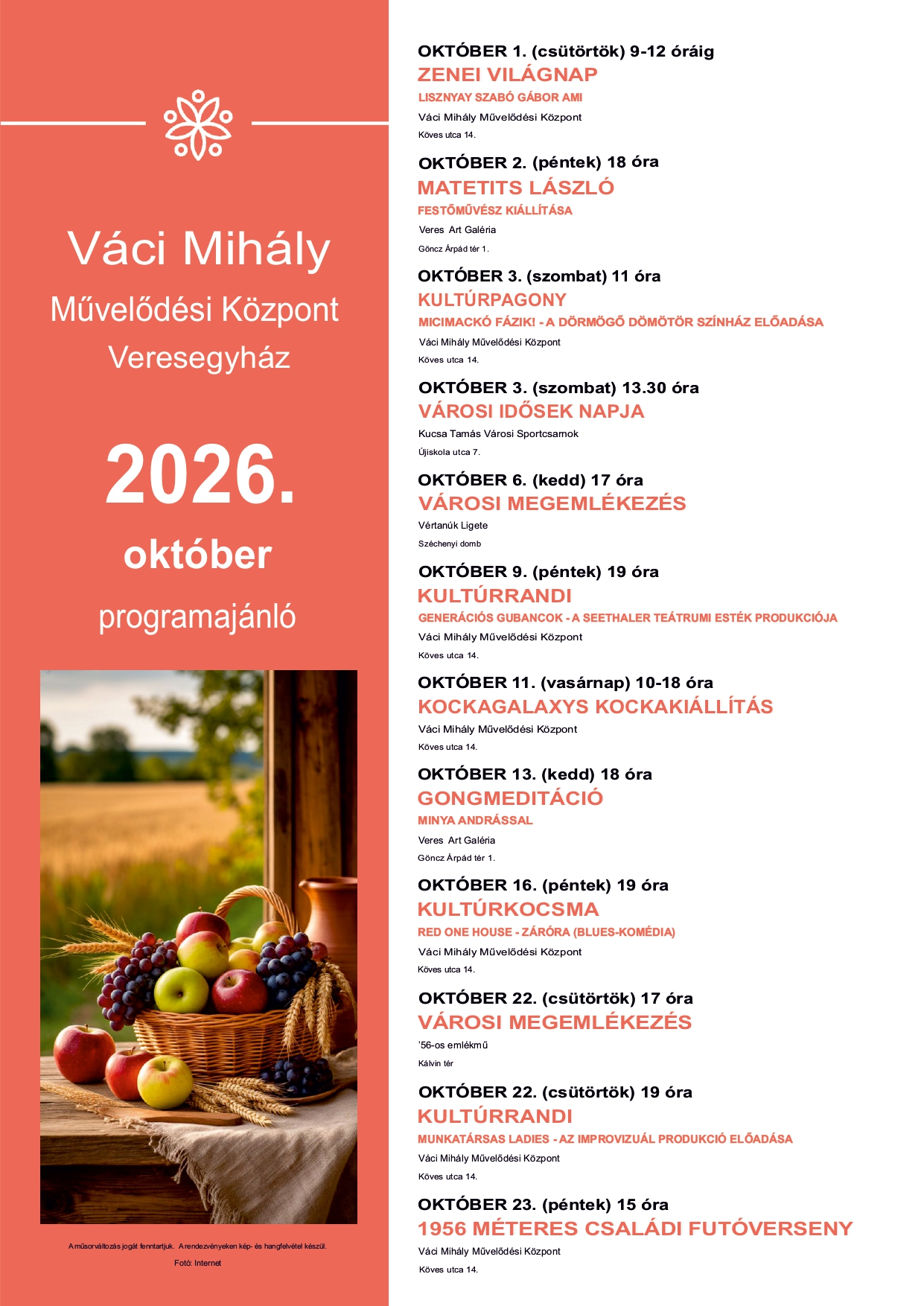 Októberi programajánló